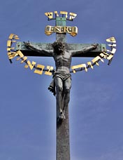 [#069s] krucifix, kors, INRI, bl� himmel, prag