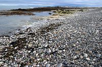 [#472] Strand, runda stenar, bl� himmel, bl�tt, molnig himmel, hav, vatten, Varangerhalv�n