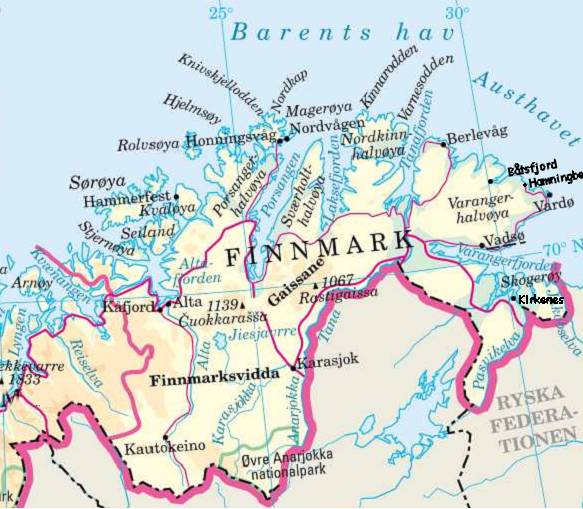 Karta över Finnmark